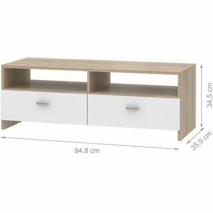 FINLANDEK Base para televisor HELPPO contemporánea blanca mate con efecto roble - An. 95 cm 3