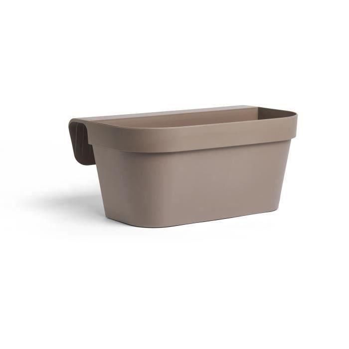 Jardinera+gancho - GARDEN ID Star - Taupe 50 x 21 cm - Fácil fijación - Reserva de agua - Reciclado y 100% reciclable Jardinera+gancho - GARDEN ID Star - Taupe 50 x 21 cm - Fácil fijación - Reserva de agua - Reciclado y 100% reciclable