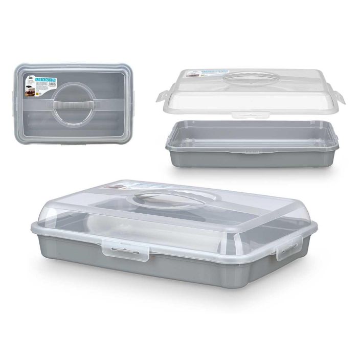 Porta Tarta Rectangular Grande con Asa Gris Leknes 43x19.5x29.5 cm (12 Unidades) Porta Tarta Rectangular Grande con Asa Gris Leknes 43x19.5x29.5 cm (12 Unidades)