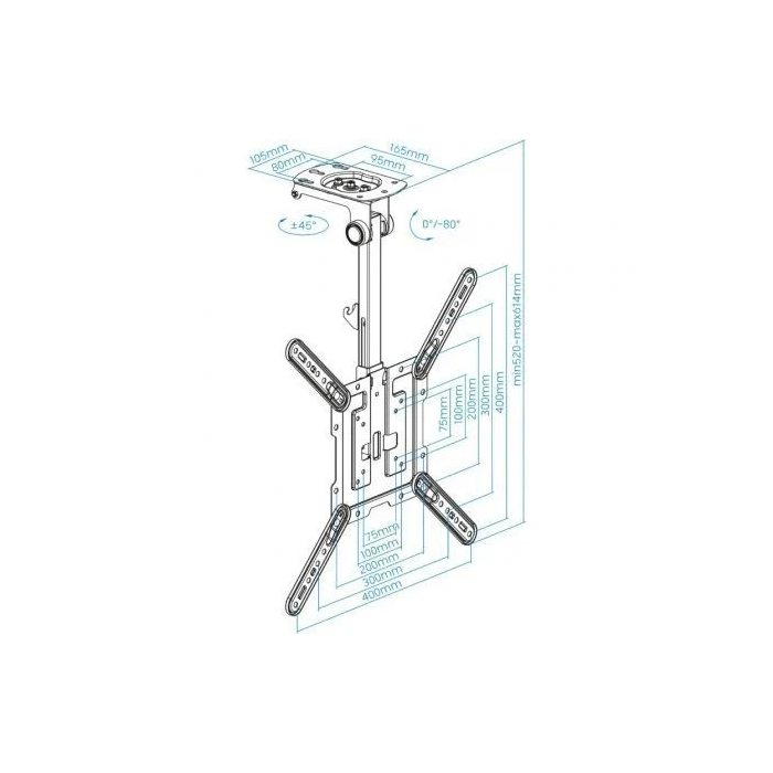 TooQ LPCE1123TSLI-B Soporte de Techo Giratorio/Inclinable para TV de 23-55" hasta 20kg 4 TooQ LPCE1123TSLI-B Soporte de Techo Giratorio/Inclinable para TV de 23-55" hasta 20kg 4