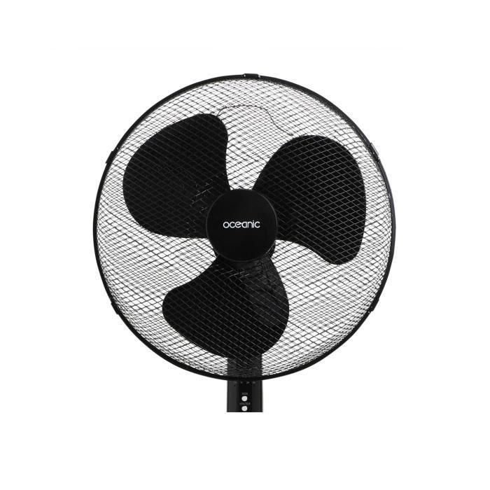 OCEANIC Ventilador de pie - 45 W - Ø 44 cm - 3 velocidades - Oscilante - Inclinable - Negro 4