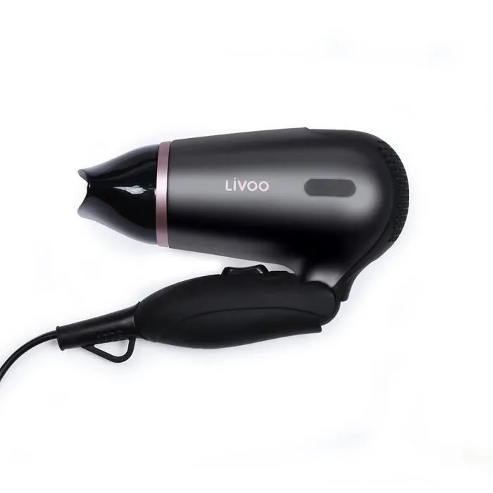 Livoo DOS175 Secador de pelo de viaje, 2 velocidades, bi-voltaje 120/230V, mango ergonómico plegable con concentrador de aire 3