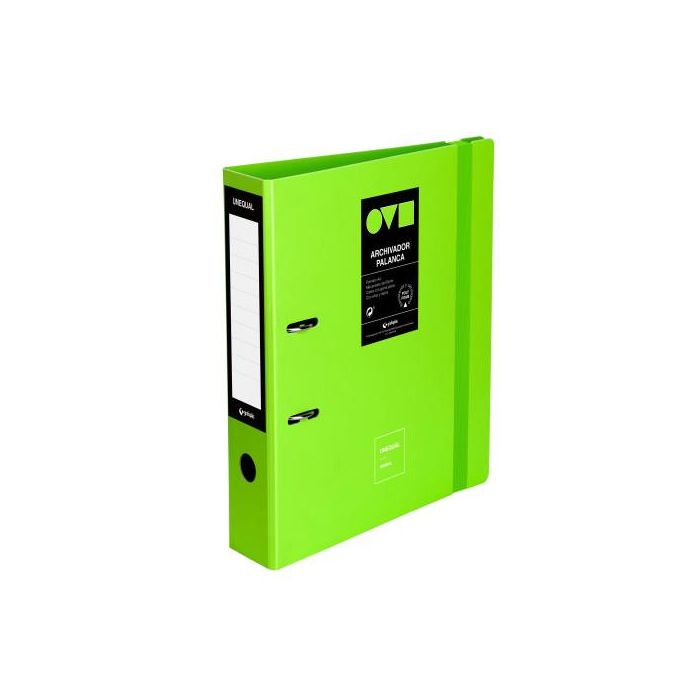 Grafoplás 17262821 Archivador A4 65mm Polyfoam Unequal Minimal Verde con Mecanismo de Palanca y Cierre de Goma Plana