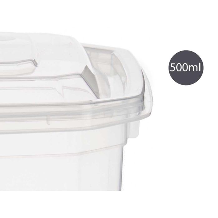 Fiambrera Leknes 500 ml, plástico transparente, 12.3x6x13 cm, apta microondas (24 Unidades) 3 Fiambrera Leknes 500 ml, plástico transparente, 12.3x6x13 cm, apta microondas (24 Unidades) 3