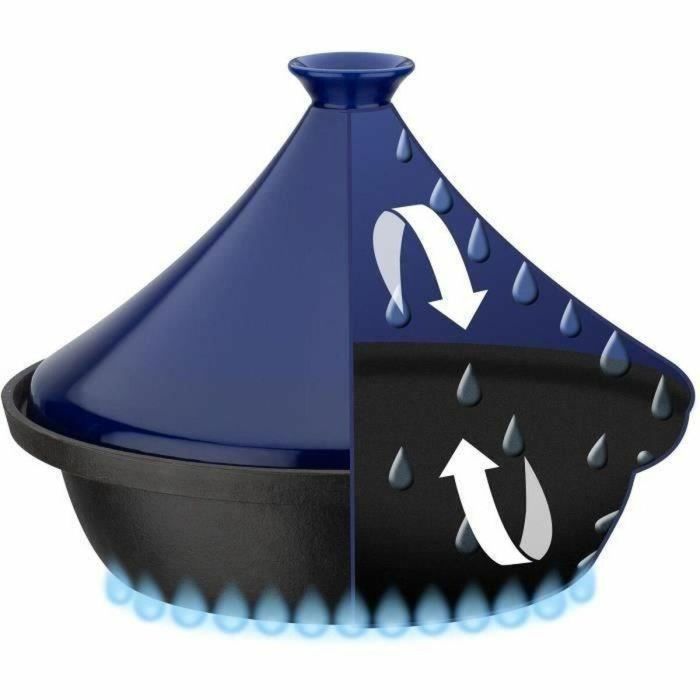 GSW GSW4005643717441 Tajín de hierro fundido macizo con tapa de cerámica, apto para placas de inducción, 30x22 cm, Azul 3 GSW GSW4005643717441 Tajín de hierro fundido macizo con tapa de cerámica, apto para placas de inducción, 30x22 cm, Azul 3