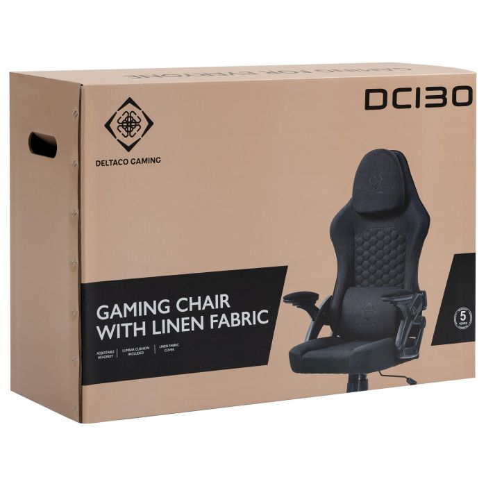 Deltaco DC130 Silla Gaming Soft Woven Mesh Negra - Silla ergonómica de malla transpirable para juegos