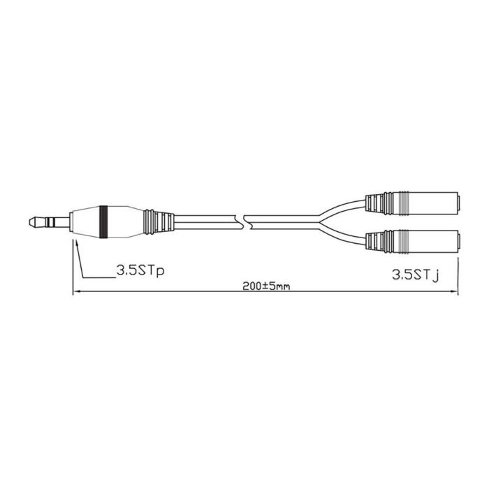 Cable 20cm adaptador audio 1m a 2h jack 3,5 setereo logilink 1