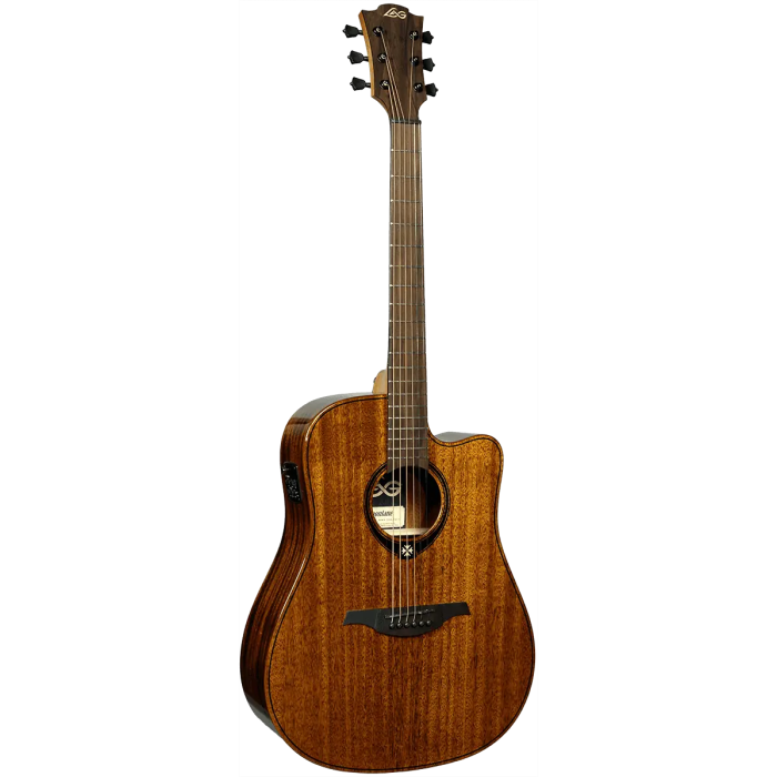 LAG Guitarra Acústica Dreadnought Cutaway A/E Tramontane 98 - Tapa de Caoba Maciza con Electrónica Stage LAG 1