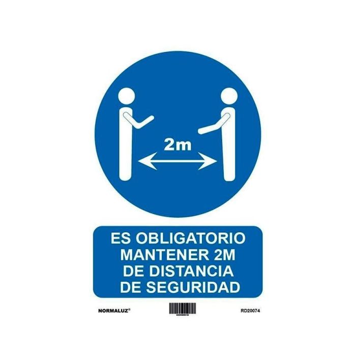 Archivo 2000 Señal "Obligatorio Mantener La Distancia De Seguridad 2M" 210x297 Pvc Azul Y Blanco