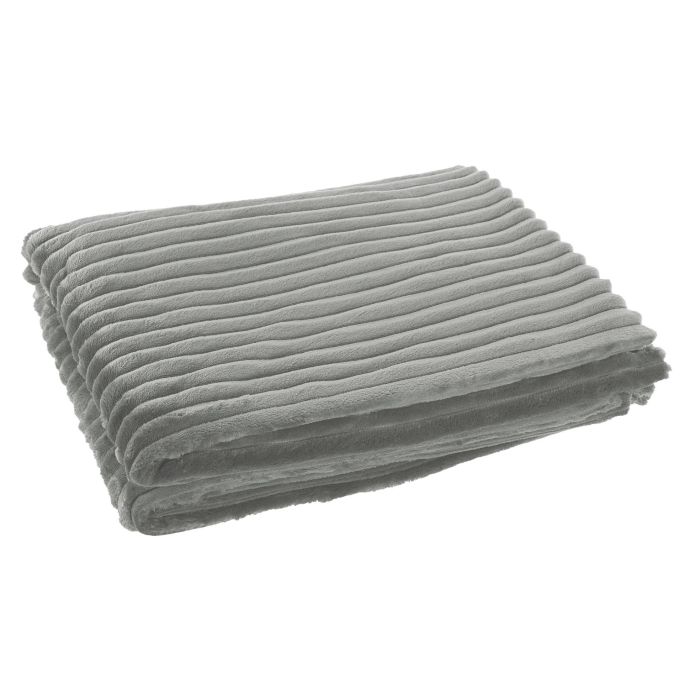 DKD Home Decor Manta Básica de Poliéster Gris 200x150 cm 260 gsm