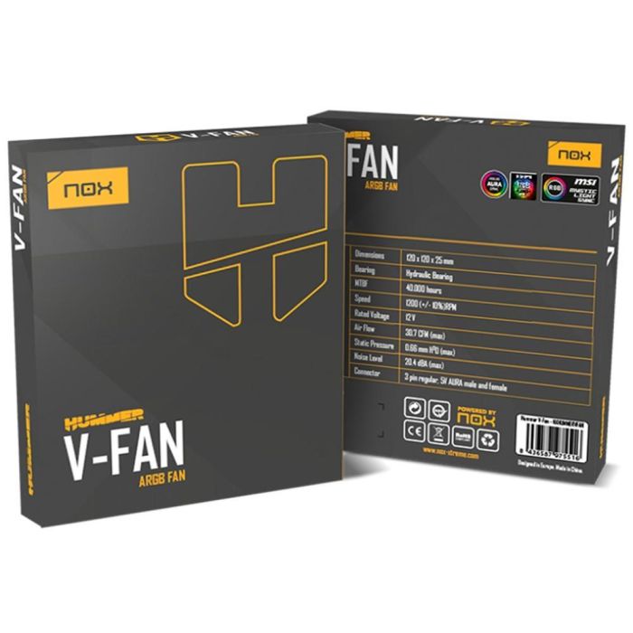 Nox NXHUMMERVFAN Ventilador V-FAN 12cm ARGB con Espejo Infinito 4