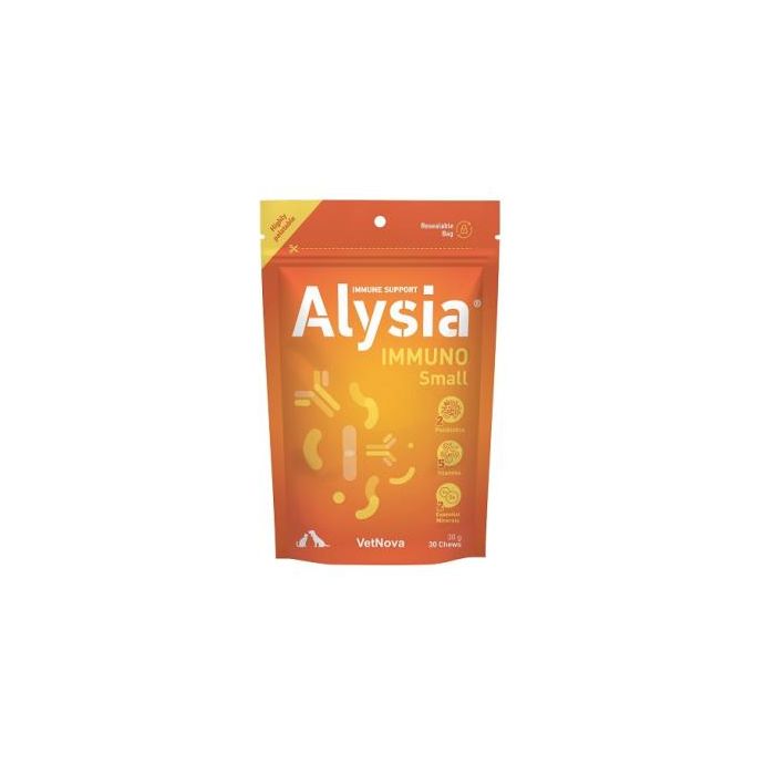 Vetnova Alysia Immuno: Suplemento de Soporte Inmunitario para Animales Pequeños, 30 Comprimidos Masticables
