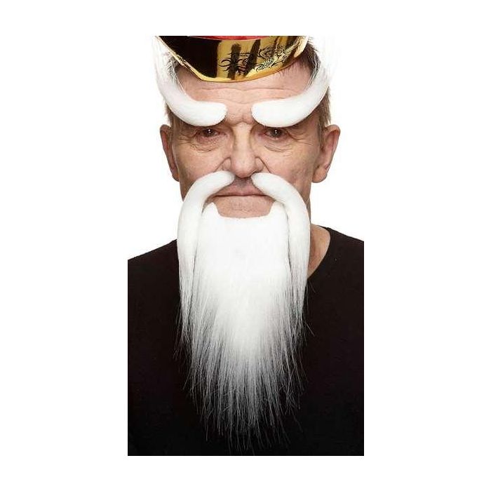 Barba, bigote y cejas blancas adulto talla única Barba, bigote y cejas blancas adulto talla única