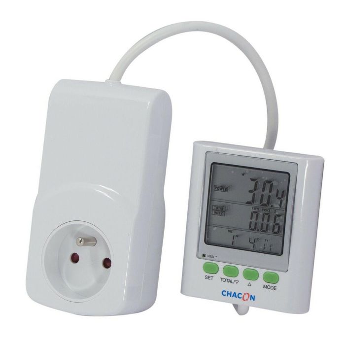 Chacon EcoWatt 650 Medidor de Consumo Eléctrico con Pantalla Remota - Potencia, Consumo kWh, Voltaje, Amperaje, Costo