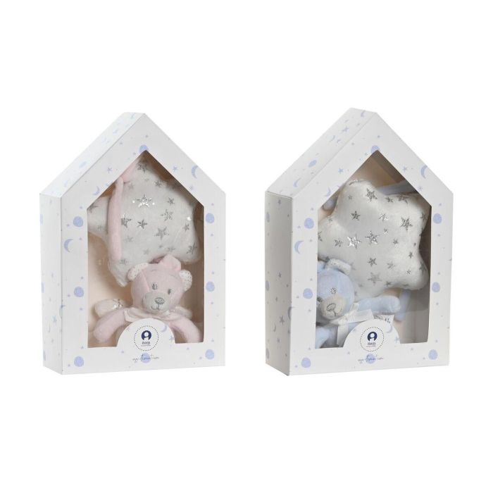 Peluche Baby DKD Home Decor Rosa Azul 6 x 40 x 13 cm (2 Unidades) 1