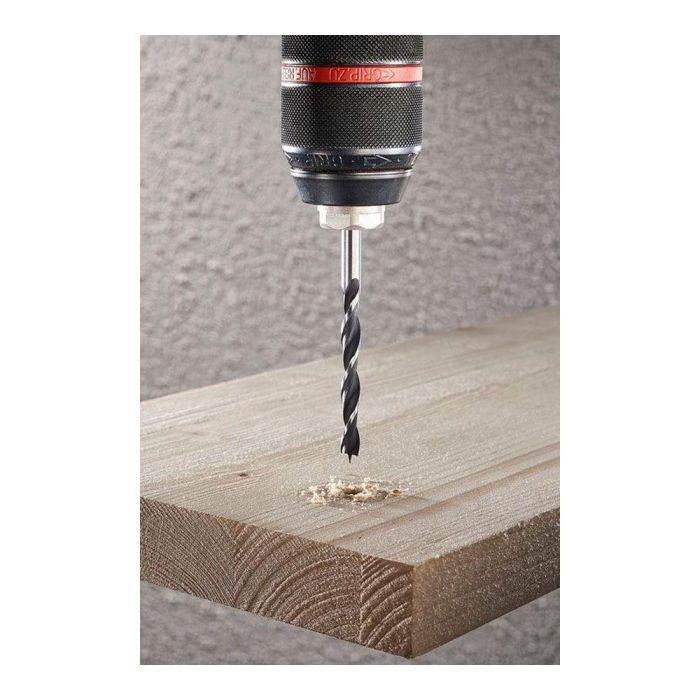 Wolfcraft Broca Espiral para Madera Ø6,00x93 mm Acero al Cromo-Vanadio, Longitud de Trabajo 60 mm, Vástago Redondo 1