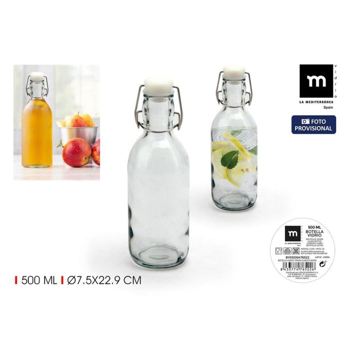 Botella de Cristal La Mediterránea Vidrio 500 ml (24 Unidades) 3 Botella de Cristal La Mediterránea Vidrio 500 ml (24 Unidades) 3