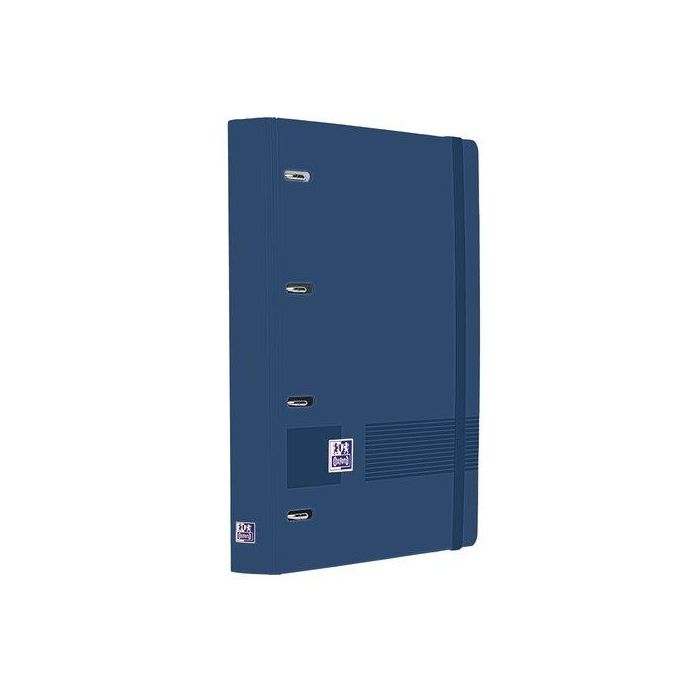 Oxford Live&Go Carpeta Anillas 4x35 A4+ C-Recambio 5x5 Write&Erase Polyfoam Azul Marino con Cierre Goma Elástica y Pizarra Extraíble