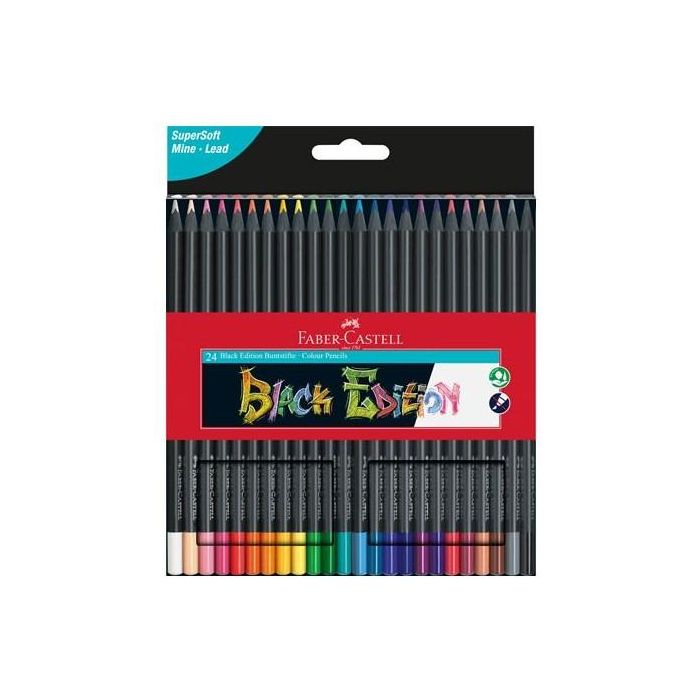 Faber-Castell 116424 Estuche 24 Lápices de Colores Black Edition, Multicolor, para Niño