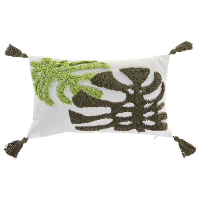 DKD Home Decor Cojin Collection Cushions ch1c25 Blanco Verde 30 x 50 cm (2 Unidades) Polyester Urban