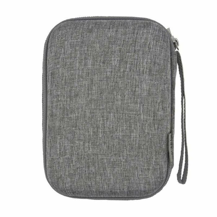 AISENS ASBG-005-GR Estuche Protector Rígido para Disco Duro Externo 2.5" Gris, Algodón y Lino, con Cremallera y Compartimento para Cables