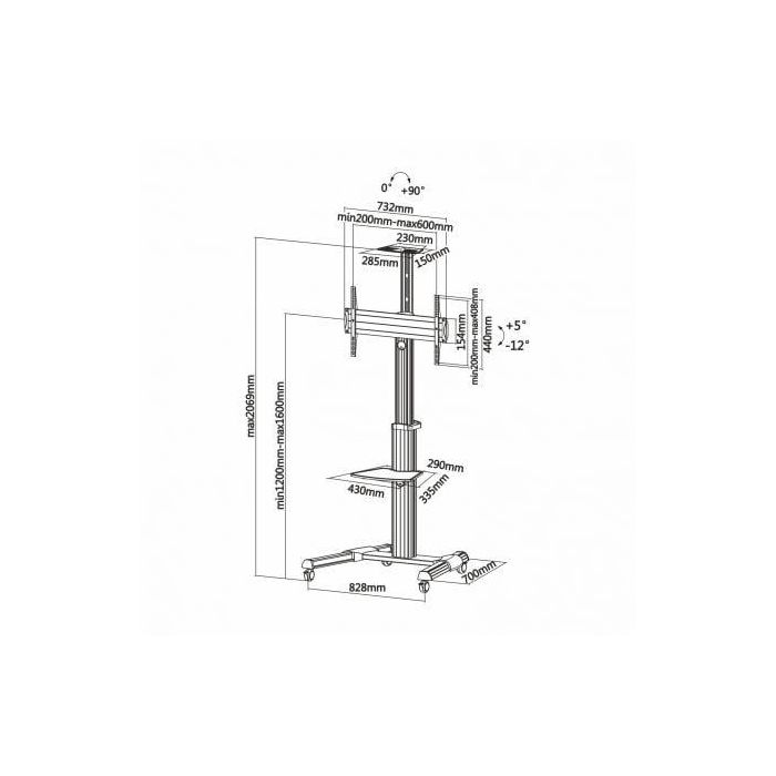 AISENS - SOPORTE DE SUELO PRO CON RUEDA, BANDEJA PARA DVD Y SOPORTE DE CaMARA PARA MONITOR/TV 50KG D 4 AISENS - SOPORTE DE SUELO PRO CON RUEDA, BANDEJA PARA DVD Y SOPORTE DE CaMARA PARA MONITOR/TV 50KG D 4