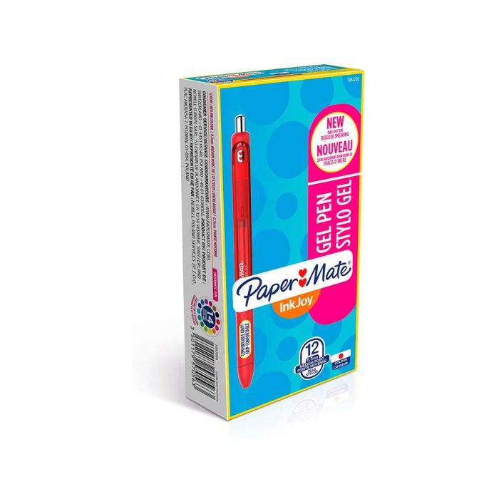 Paper Mate Inkjoy Gel Brillante Bolígrafo Retráctil Punta Media Rojo Caja -12U- 4