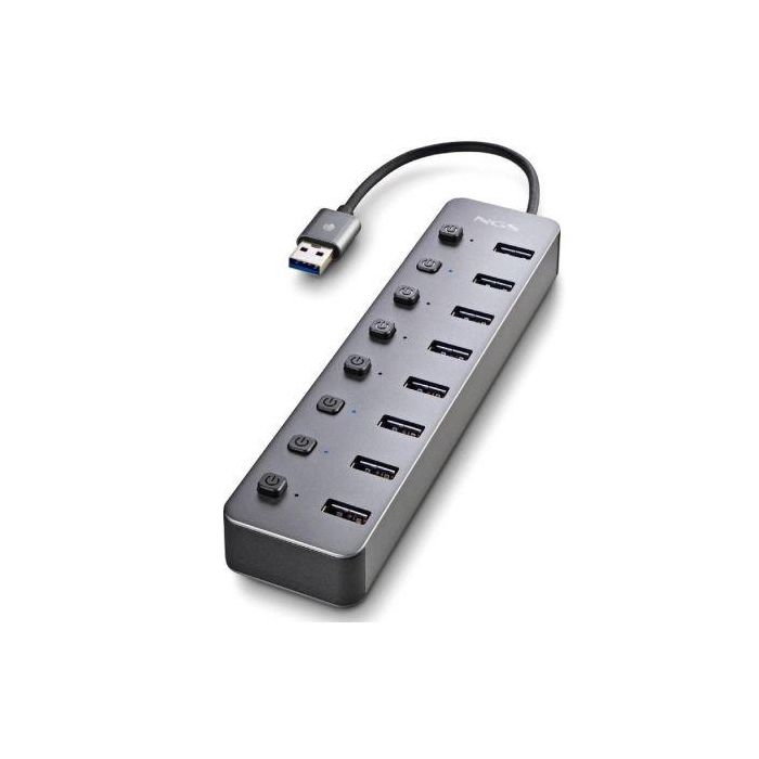 NGS IHUB8 Hub USB 3.0 con 8 Puertos y 5Gbps de Velocidad, Gris 1