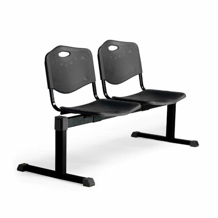 Piqueras y Crespo Bancada Iso 2 Plazas Asiento Y Respaldo Pvc Negro para Sala de Espera