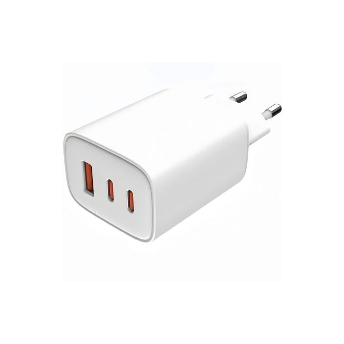 Cargador de Pared GaN Leotec LECSPH65W3W2/ 2xUSB Tipo-C/ 1xUSB/ 65W 2