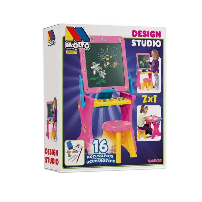 Molto Pupitre Infantil Pizarra de Tiza y Escritorio Rosa 90 cm de Plástico con 16 Accesorios Educativos, para Niños y Niñas 3+ Años 5 Molto Pupitre Infantil Pizarra de Tiza y Escritorio Rosa 90 cm de Plástico con 16 Accesorios Educativos, para Niños y Niñas 3+ Años 5