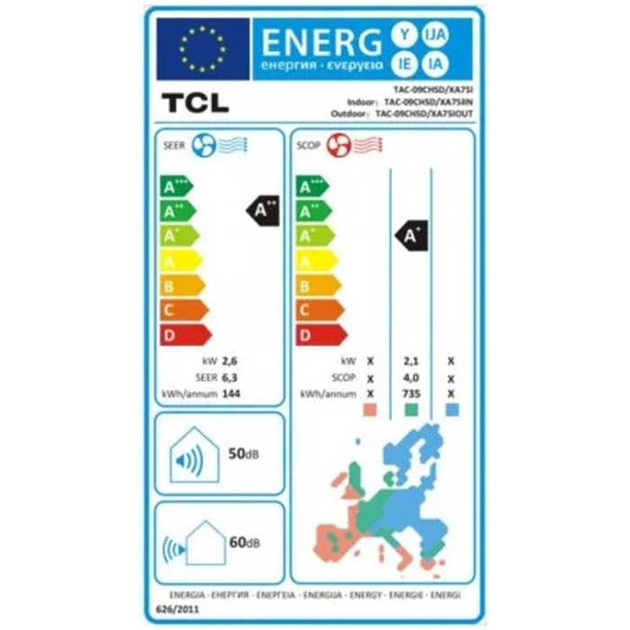 Aire Acondicionado TCL S09F2S2 A++ / A+ 1806 KCAL/H 2236 fg/h Blanco 1 Aire Acondicionado TCL S09F2S2 A++ / A+ 1806 KCAL/H 2236 fg/h Blanco 1