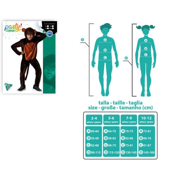 Disfraz Mono Infantil Unisex Marrón para Niños de 3-4 Años, Temática Animales de la Selva, 2 Piezas: Capucha y Mono de Poliéster 3 Disfraz Mono Infantil Unisex Marrón para Niños de 3-4 Años, Temática Animales de la Selva, 2 Piezas: Capucha y Mono de Poliéster 3