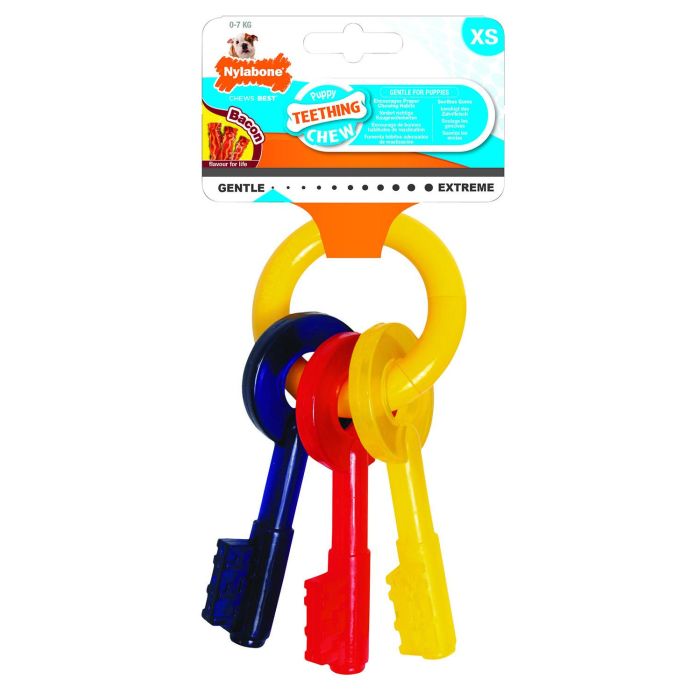 Nylabone Puppy Teething Keys S Juguete Dentición Cachorro Sabor Bacon 1