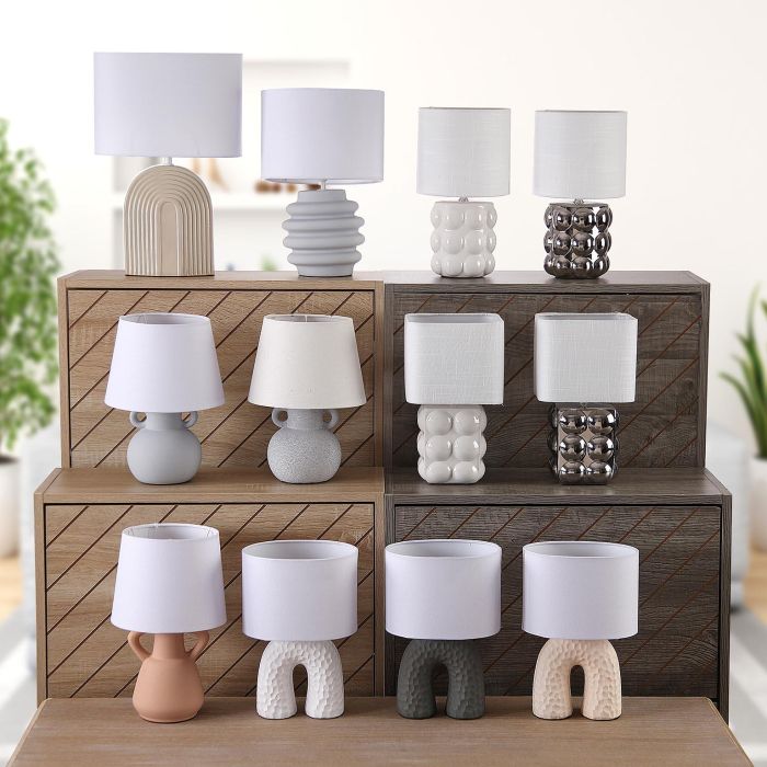 Lampara De Mesa Arcoiris Monocromatico Beige Versa 26X39CM (2 Unidades) 1 Lampara De Mesa Arcoiris Monocromatico Beige Versa 26X39CM (2 Unidades) 1