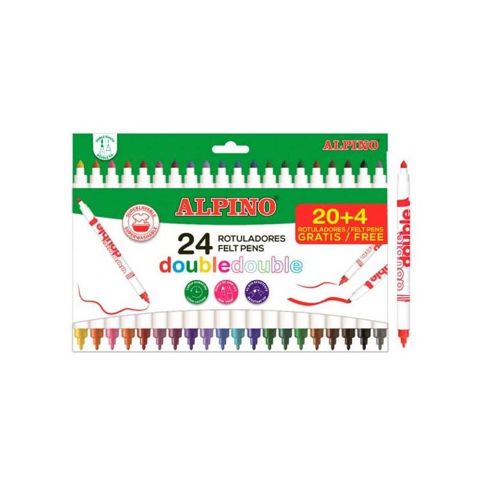 Caja 20+4 Rotuladores de Colores Doble Punta Alpino AR002058N