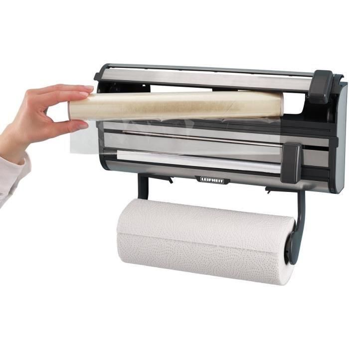 LEIFHEIT Dispensador de toallas de papel film aluminio Parat Royal 25793 Leifheit práctico dispensador de pared 3 rollos con cuchillas afiladas 4