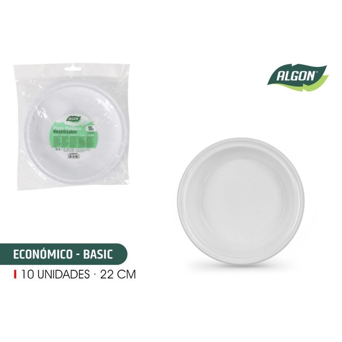 Set de 10 platos redondos reutilizables ecológicos Algon 22 cm (36 Unidades) Set de 10 platos redondos reutilizables ecológicos Algon 22 cm (36 Unidades)