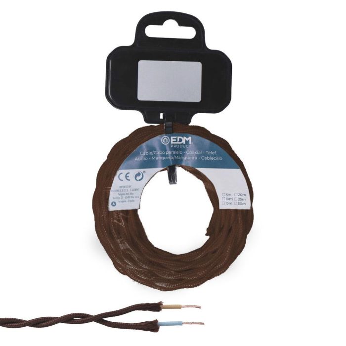 Carrete cable textil trenzado h03vv-f 2 x 0,75 mm² marrón, 5 m 1