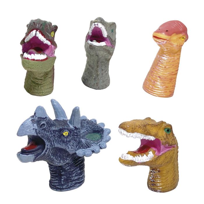 Tachan Pack Marionetas de Dedos Dinosaurios 5 Unidades Juguete Goma Infantil + 1