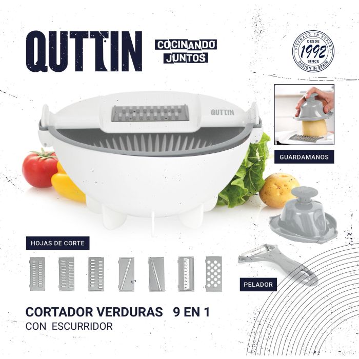 Cortador de Verduras 9 en 1 con Escurridor Quttin (6 Unidades) 11 Cortador de Verduras 9 en 1 con Escurridor Quttin (6 Unidades) 11