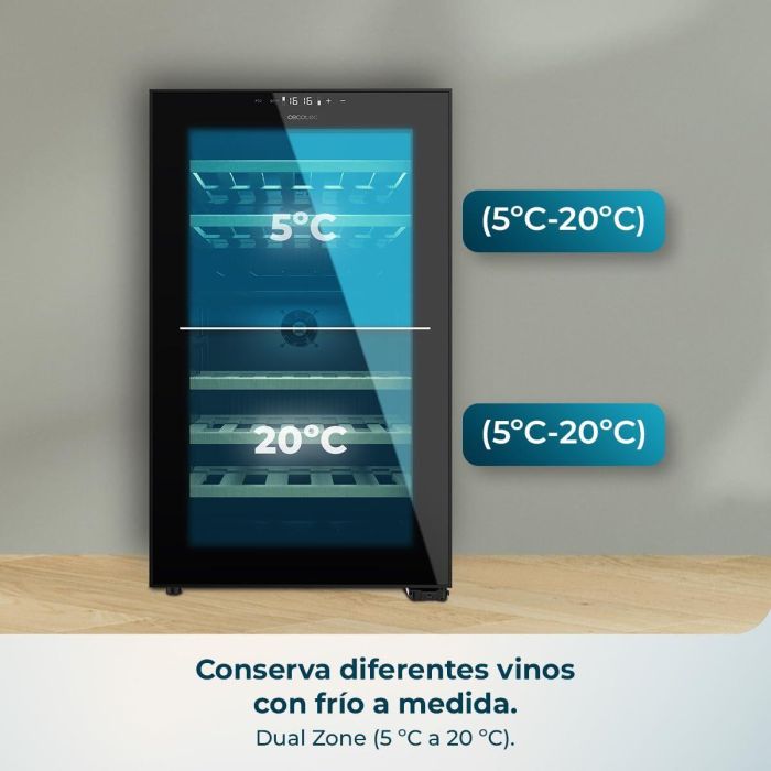 Cecotec Vinoteca 52 botellas GrandSommelier Duo 52000 doble zona LED negro independiente 3