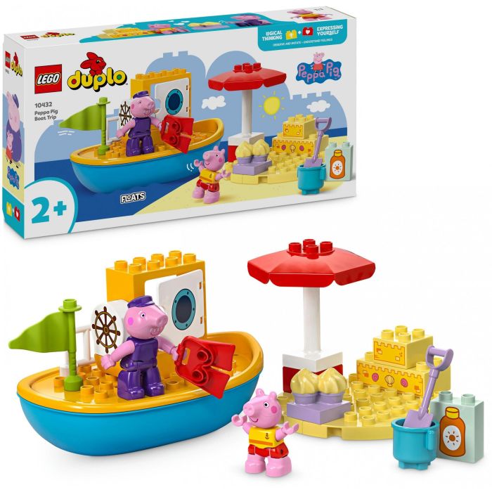 LEGO 10432 Duplo Peppa Pig Excursión en Barco con Abuelo Pig - Juguete de Construcción Acuático Flotante para Niños +2 Años 10