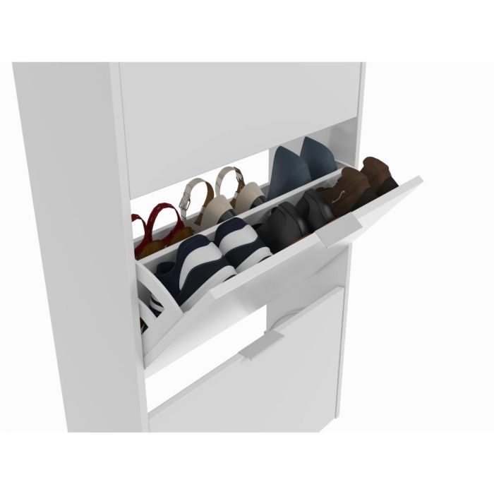 Forés/Arkit Zapatero Mueble 3 Puertas Abatibles Blanco Brillo Melamina 60x22x113cm 4