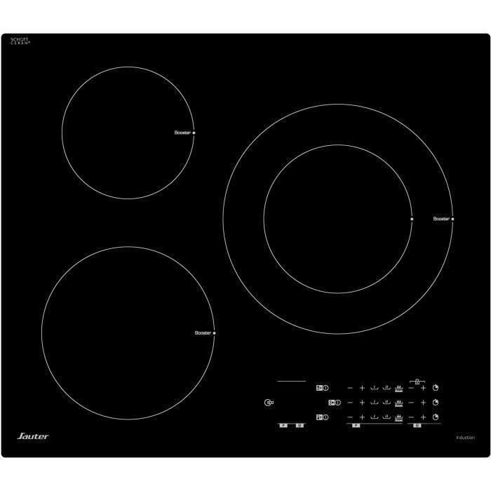 SAUTER SPI5361B Placa de inducción - 3 zonas - 7200W - L60 x D52cm - Revestimiento de vidrio - Negro SAUTER SPI5361B Placa de inducción - 3 zonas - 7200W - L60 x D52cm - Revestimiento de vidrio - Negro