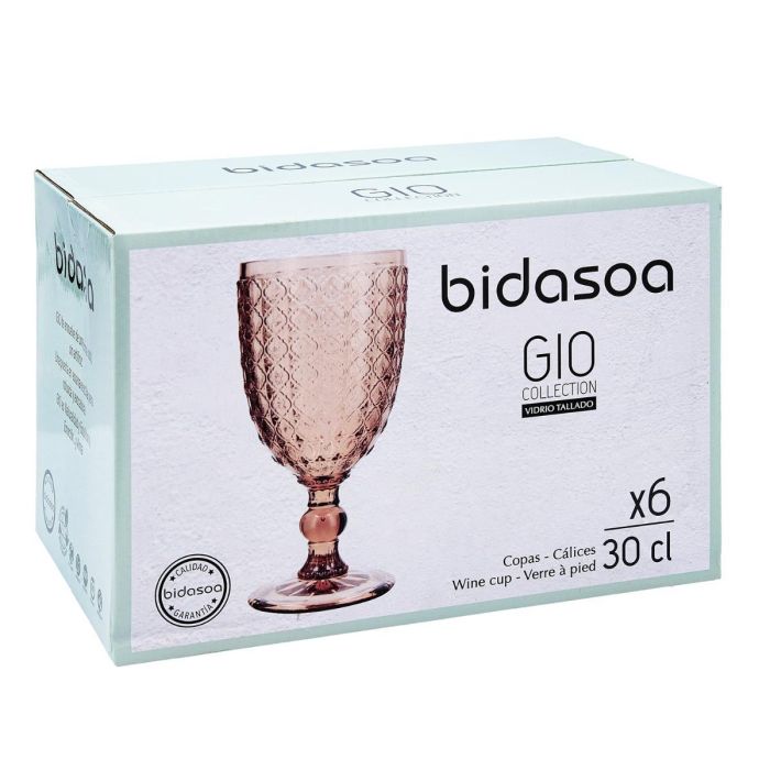 Bidasoa Set de 6 Copas de Vidrio Modelo Gio de 30 cL, con Diseño en Relieve, Duraderas, aptas para Lavavajillas y Libres de Plomo y Cadmio 5