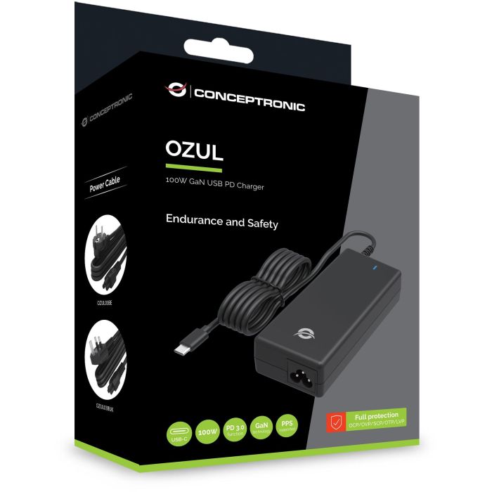 Conceptronic OZUL03BUK Cargador USB-C GaN 100W PD3.0/PPS Negro 3