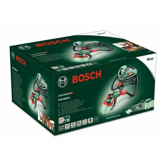 Bosch Pistola de Pintura PFS 5000 E - 1200 W - Caudal 500 ml/min con Mezclador para Proyectos Interiores y Exteriores 1