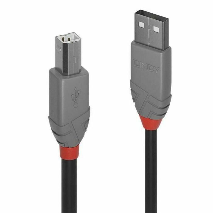 Lindy Cable USB 2.0 Anthra Line Tipo A a B, 3m, 480Mbps, Doble Blindaje, Contactos Dorados