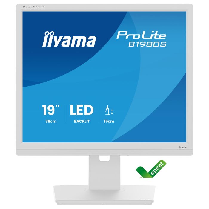 Iiyama ProLite B1980S-W1 - Monitor de 19" 1280x1024 (5:4), Panel TN, 75Hz, 3ms, 250 cd/m², Ajuste en Altura, Pivote, Altavoces, Blanco